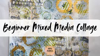 Easy Beginner Mixed Media Collage Spread 