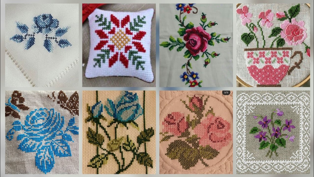 100+ потрясающих и элегантных цветочных схем для вышивки крестом || Charsuti Kerhai Ideas For Eve...