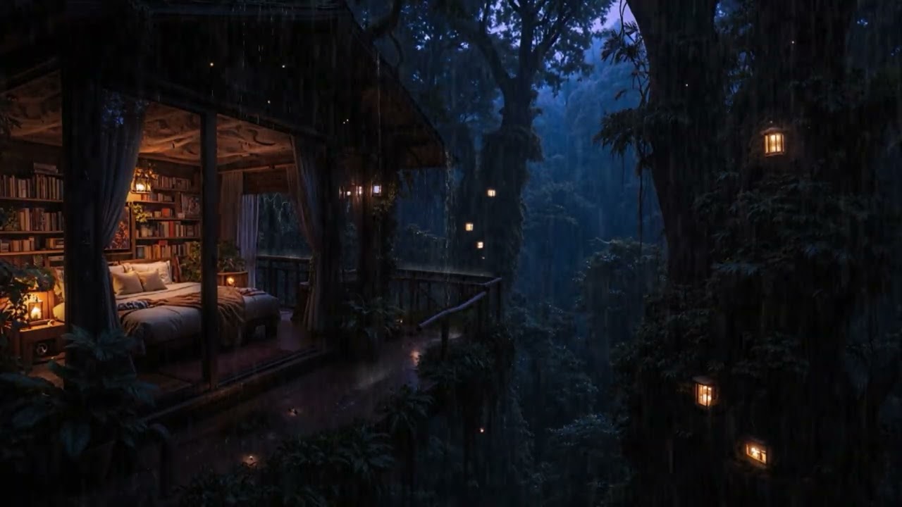 8 Hours Midnight Forest Rain 🌧️🌲 | Cozy & Safe Night Sleep Ambience (4K – No Ads)