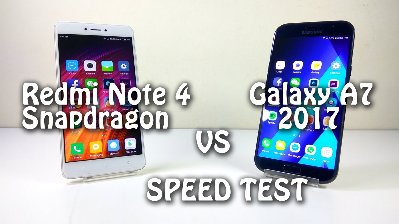 Samsung Galaxy A7 2017 VS Xiaomi Redmi Note 4 Speed Test 