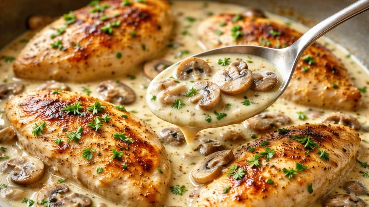 Курица с грибами! Готовлю это на каждую вечеринку! 😋 Очень сливочное и вкусное!