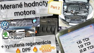 🚗 Vynútená regenerácia DPF VCDS - Merané hodnoty motora 2 🏁