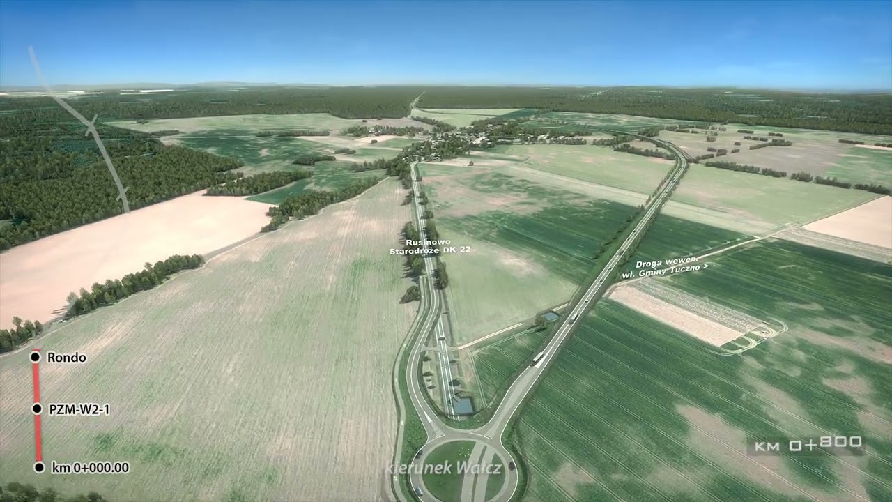 Wizualizacja 3D obwodnica DK22 Rusinowo