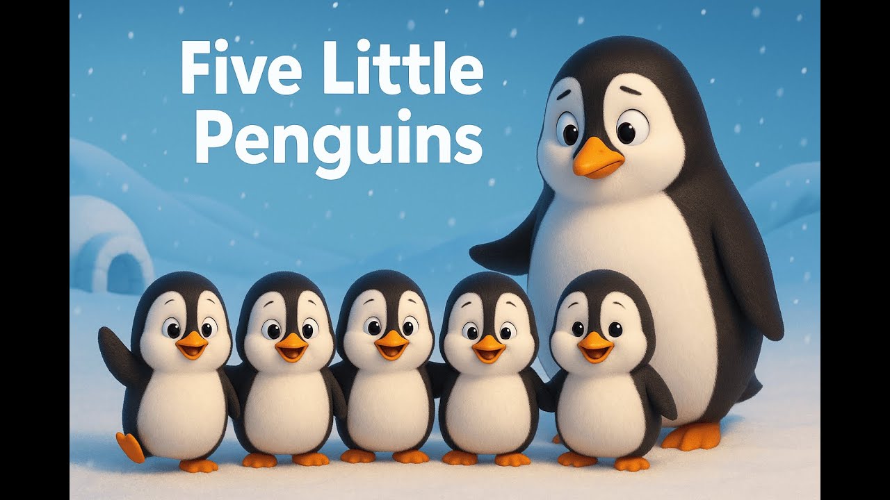 Five Little Penguins 🐧 | Counting Song 1-5 | Winter Nursery Rhymes for ...