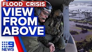 Scott Morrison tours Western Sydney flood zone from above | 9 News Australia