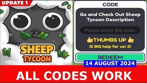 *ALL CODES* [Update2] Sheep Tycoon 🐑ROBLOX | AUGUST 14, 2024