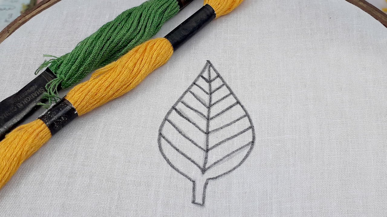 Hand Embroidery Leaf Stitch Leaf Stitch Tutorial YouTube