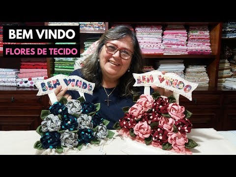 Como Fazer uma Placa de Bem Vindo de Feltro com Rosas de Tecido