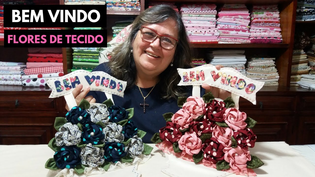 Como Fazer uma Placa de Bem Vindo de Feltro com Rosas de Tecido