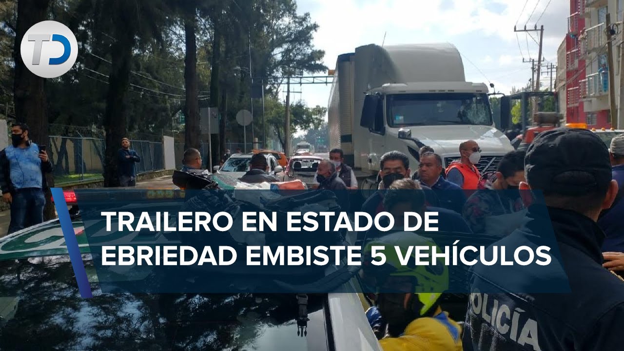 Conductor de tráiler choca taxi, intenta escapar y embiste a otros cinco vehículos en Iztacalco
