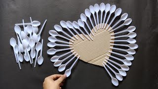 Unique Heart Wall Hanging Craft | Best Out of Waste Cardboard and Spoons | Home Decoration ideas