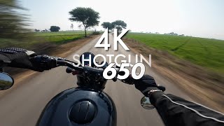 Shotgun 650 ASMR Ride 🔥 Custom Exhaust Sound | 4K Smooth Green Fields