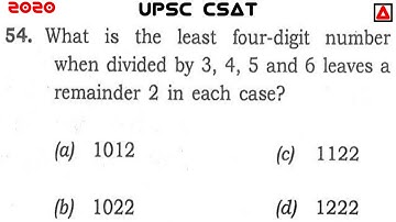 What Is The Least Four-digit Number When Divided By 3, 4, 5 And 6 Leaves A Remainder 2 In Each Case?
