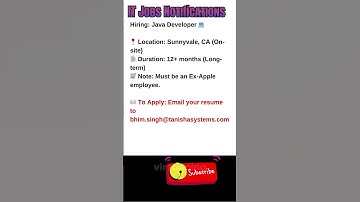 Java Developer Job in Sunnyvale, CA Sept 27, 2025