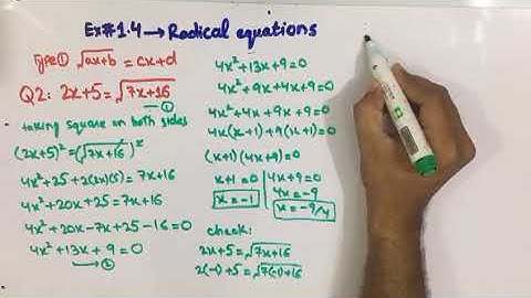 Ex#1.4 | Part 1 | Radical Equations | Easy Trick | Solved Questions | 10th Class Math
