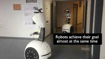 Success Multi-robot system assisting people and guide them to their destination