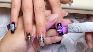 Black Halo Nail Art Design#naildesign #nailart #nailtutorial