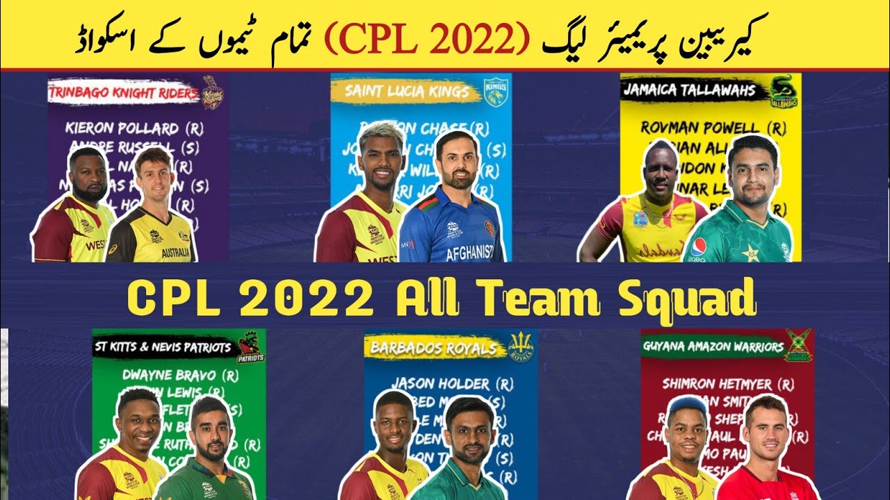 CPL 2022 Draft, Schedule Date Caribbean Premier League CPL All Team