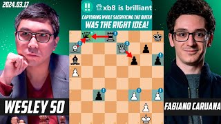Wesley So Sacrificed his Queen Brilliantly against Fabiano Caruana at The American Cup 2024