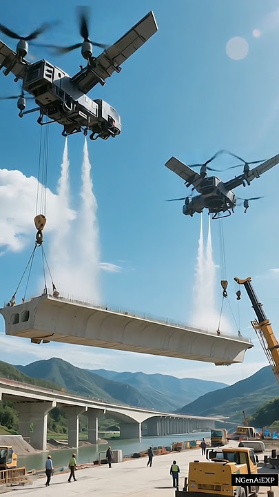 China, known as the 'infrastructure powerhouse', actually uses drones to hoist bridges. #Drones #ai