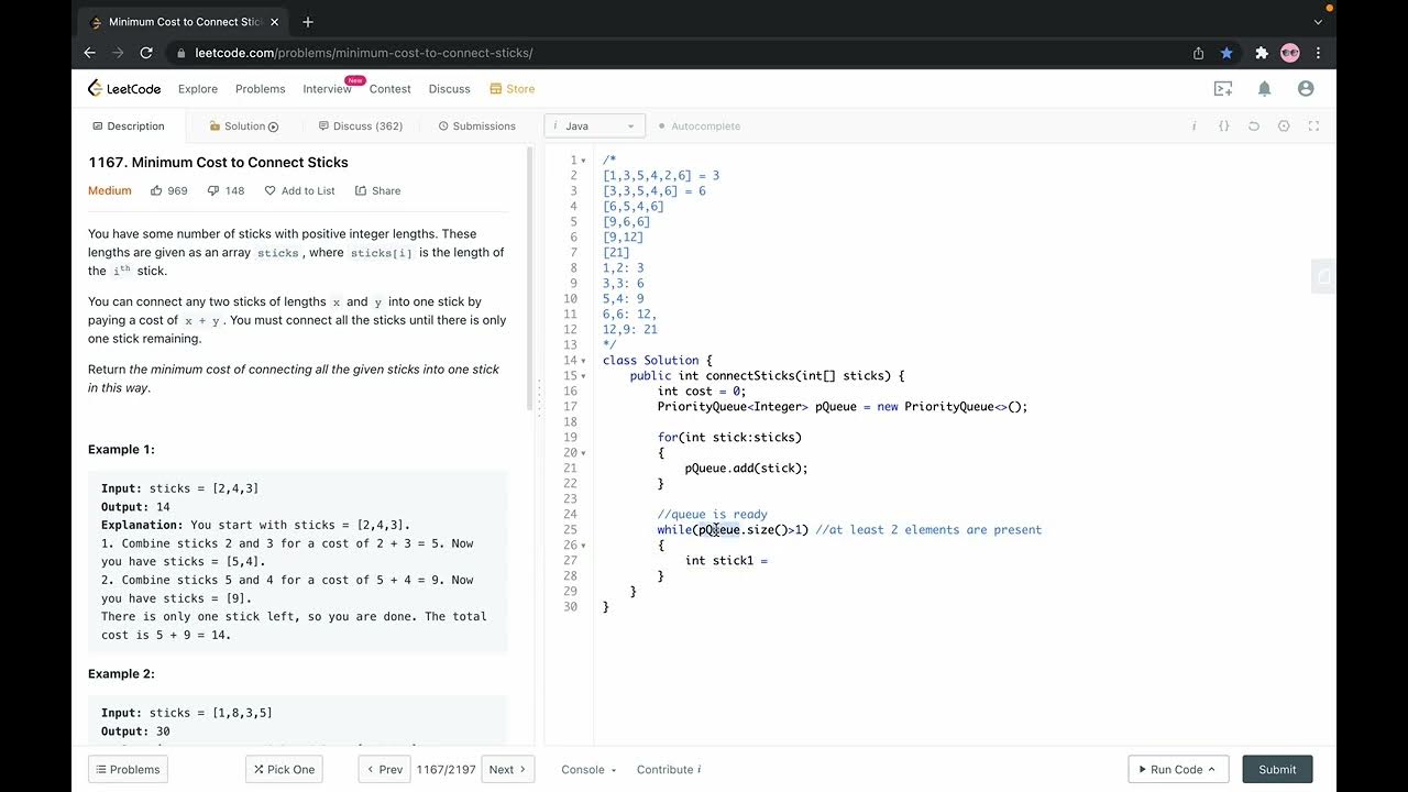 Leetcode 1167. Minimum Cost to Connect Sticks - YouTube