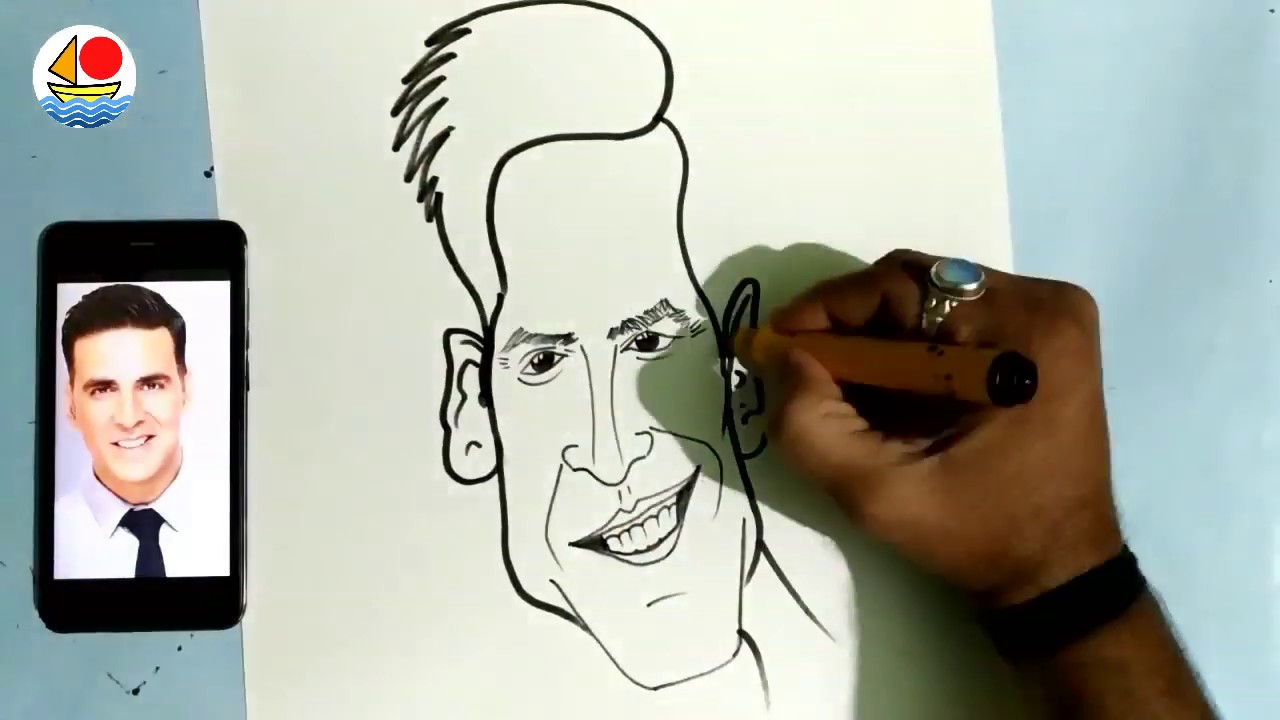 How to Draw Carticature Easily | Akshay Kumar Caricature Cartoon.| FILHALL  - YouTube