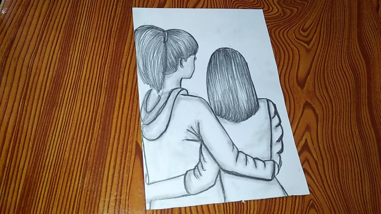 sister's Love pencil sketch of Two sister's YouTube