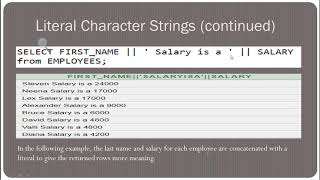 CONCATENATES OPERATOR / LITERAL CHARACTER STRING IN SQL | SQL Developer dbms oracle 11g Hindi / Urdu
