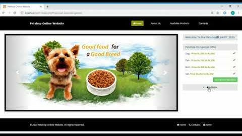Online Pet Shop mini project in php