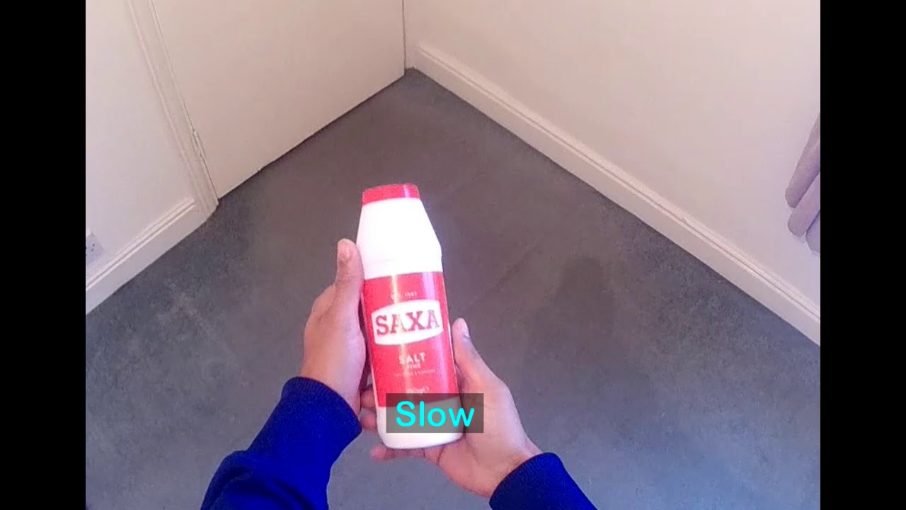 Touching a Saxa Salt Bottle