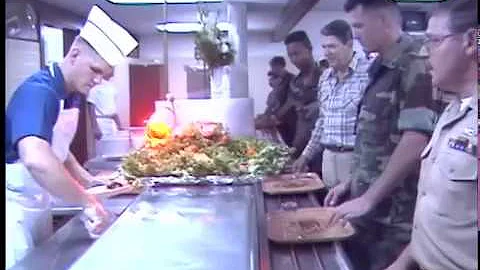 President Reagan having Lunch with Military Person...