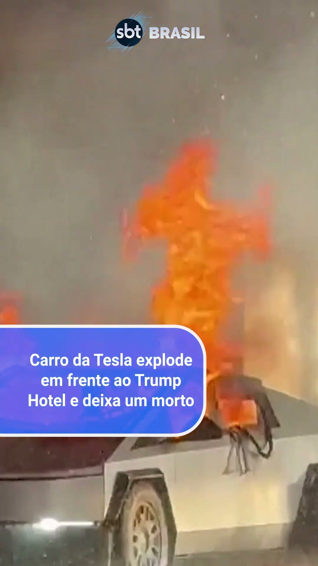 Carro da Tesla pega explode em frente a hotel da rede Trump, em Las Vegas | SBT Brasil (01/01/25)