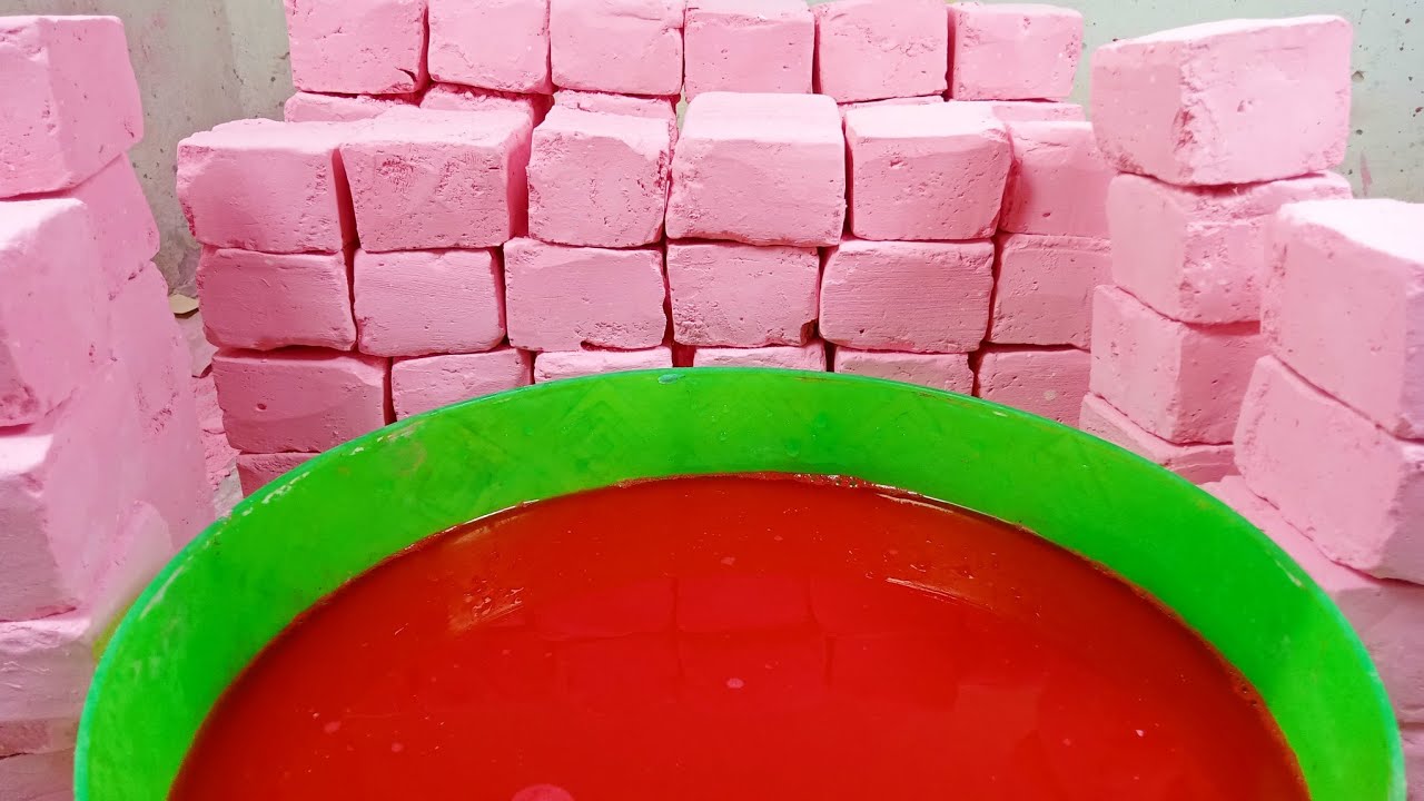 Pink soft gym chalk Water crushing | Crunchy | crispy | Satisfying | ASMR