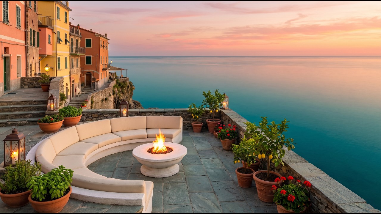 Watch Italian Village Jazz | Smooth Jazz With Fire & Calm Turquoise Ocean on YouTube Watch Italian Village Jazz | Smooth Jazz With Fire & Calm Turquoise Ocean on YouTube