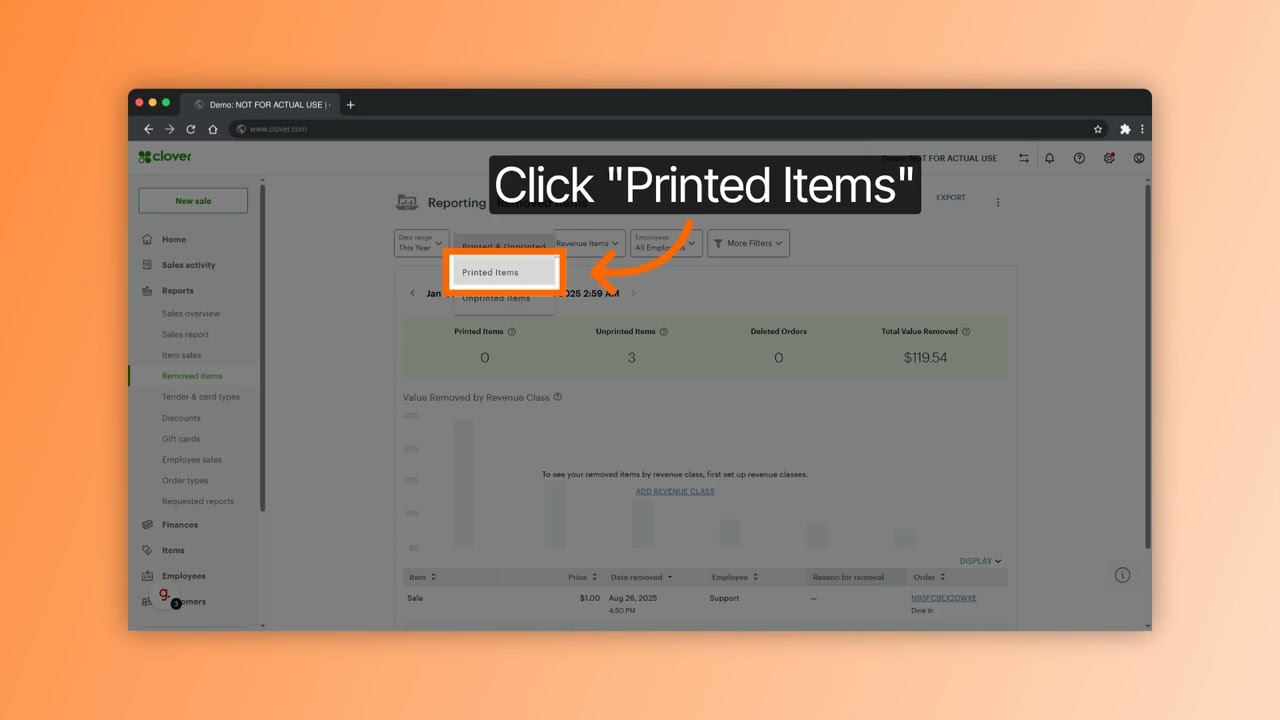 Clover POS - How To Pull Removed Items Reports From Clover Dashboard 