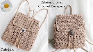 Easy Crochet Backpack For Beginner - Tutorial Tas Rajut Ransel Termudah Untuk Pemula (Subtitle)