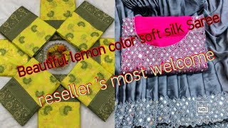 Beautiful lemon color soft silk Saree Collection!! reseller's join my group screenshot 4