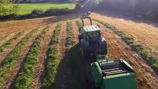 Drone footage of farm machinery