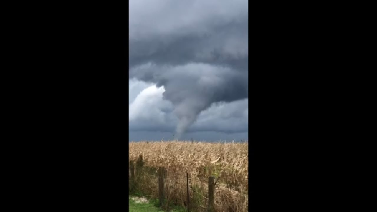 Thick Funnel Cloud Spins as Tornado Sweeps Through Central Illinois