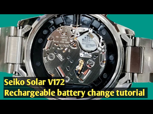 Seiko Solar V172 rechargeable battery change tutorial. TrendWatchLab. Watch  repair channel - YouTube