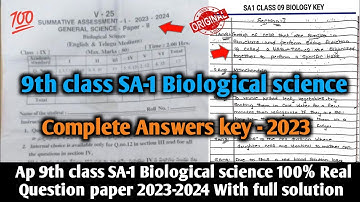 Ap sa1 9th class biological science question paper 2023-24 answer| 9th sa1 science answer key 2023