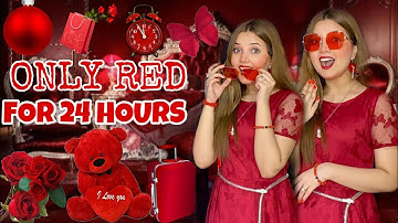 Using Only “ RED ” Things for 24 hours Challenge | *Magic world* | By Rabeeca khan |♥️