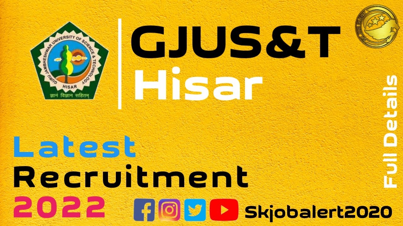 Gju Hisar Recruitment 2022 || Gju Hisar Vacancy 2022 || Gju Hisar Online Exam Updates 2022 ||