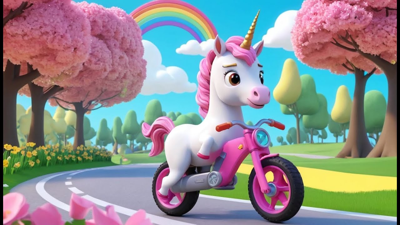 Tiny Bike Races a Flying Unicorn | Magical and Fun Kids Nursery Rhyme Animation