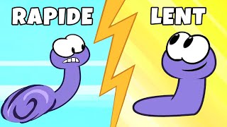 RAPIDE OU LENT | VIDÉOS D&#39;APPRENTISSAGE POUR LES ENFANTS | APPRENDRE AVEC OM NOM