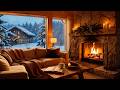 Cozy Winter Jazz Coffee Shop ☕ Warm Fireplace & Snowy Night Piano Jazz for Relaxing, Study, Sleep