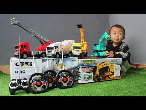 Unboxing Mainan Mobil Truk - Excavator, Damkar, Mobil Molen & Mobil Beko - Koleksi Mainan RC