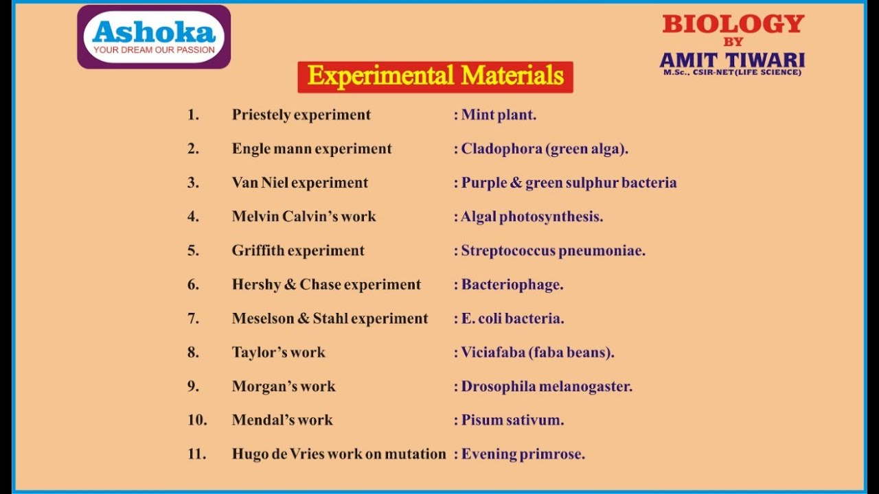 Experimental materials