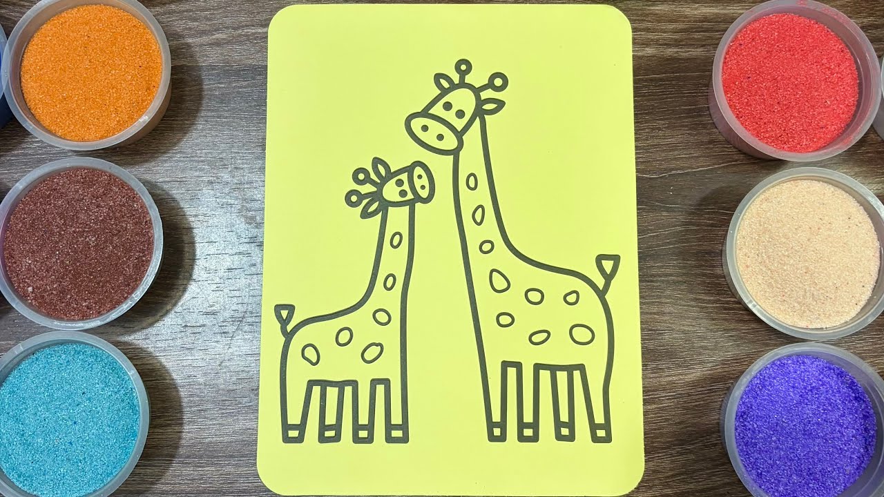Cute Giraffe Sand Art Coloring 🦒 Relaxing Art Video for Kids (Sand Art World)