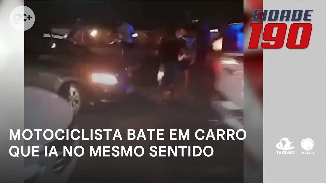 Motociclista bate em carro que seguia no mesmo sentido; ele teve ferimentos | Cidade 190